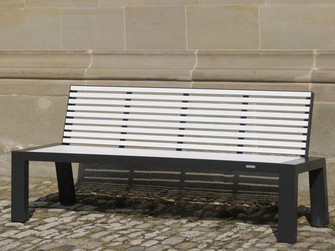 Скамейка из нержавеющей стали и ПЭТ со спинкой BENKERT BANKE Comfony ARCH-00008890