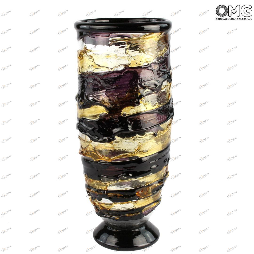 355 ORIGINALMURANOGLASS Ваза Арес - желто-черная - муранское стекло OMG 10 см 