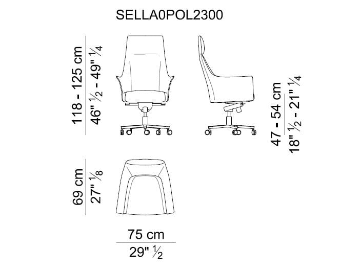 Кожаное офисное кресло с высокой спинкой i 4 Mariani седло ARCH-00040305 - Вид №3