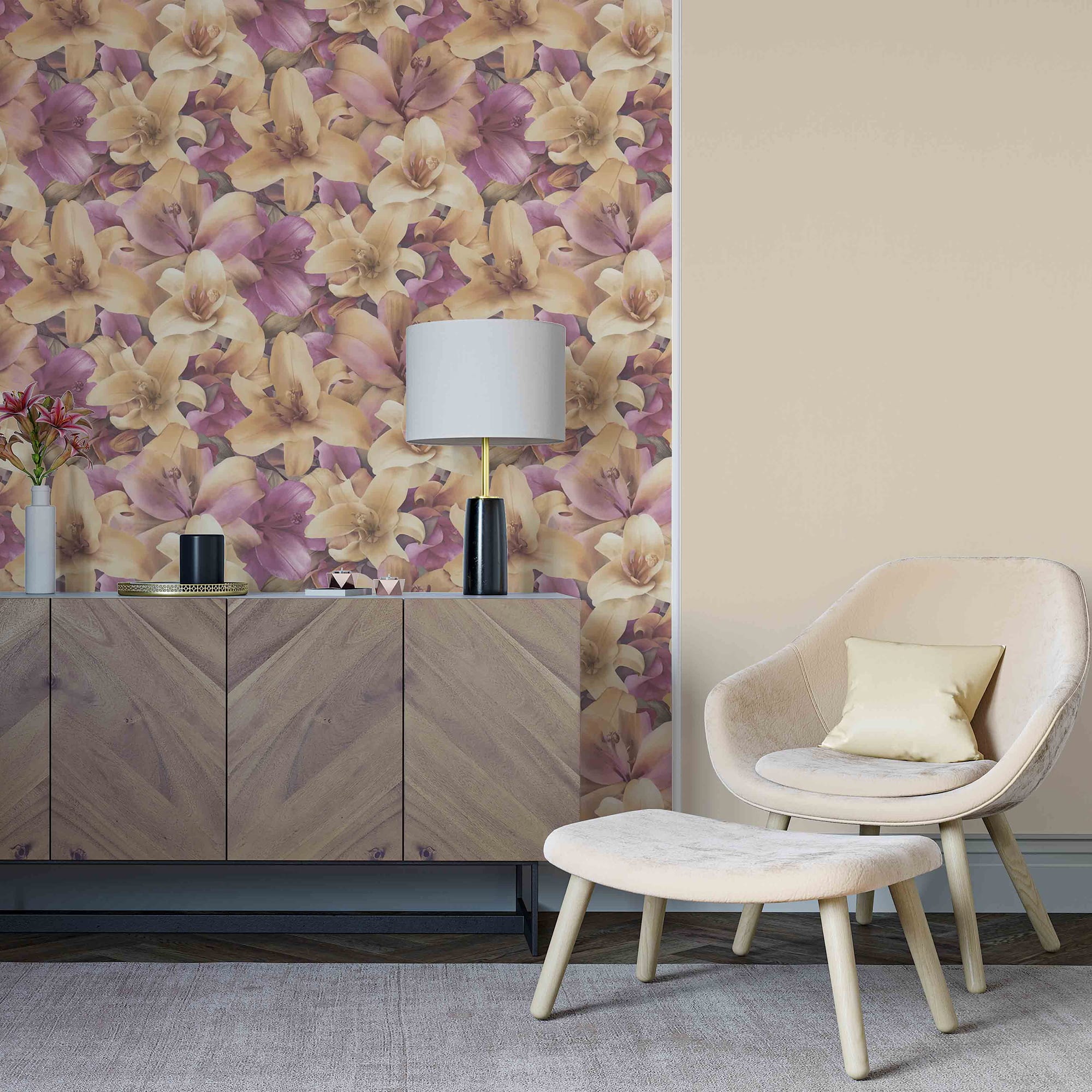 82912531 Обои флизелиновые бежевые 1.06 м PP71462-21 Lilium Santreyd - Вид №2