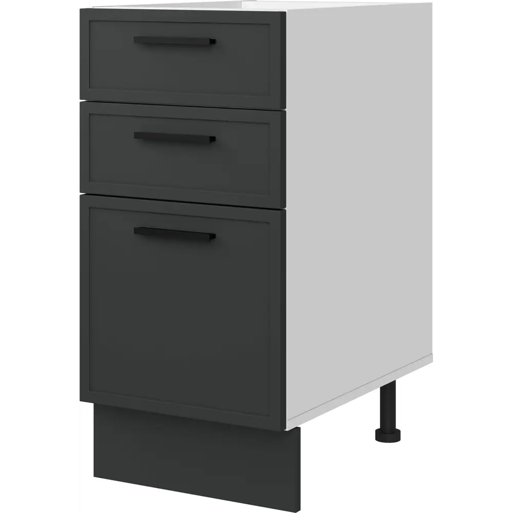 Кухонный шкаф напольный с 3 ящиками Неро Delinia 40x82.5x58 см МДФ цвет графит STLM-2173211 - Вид №1