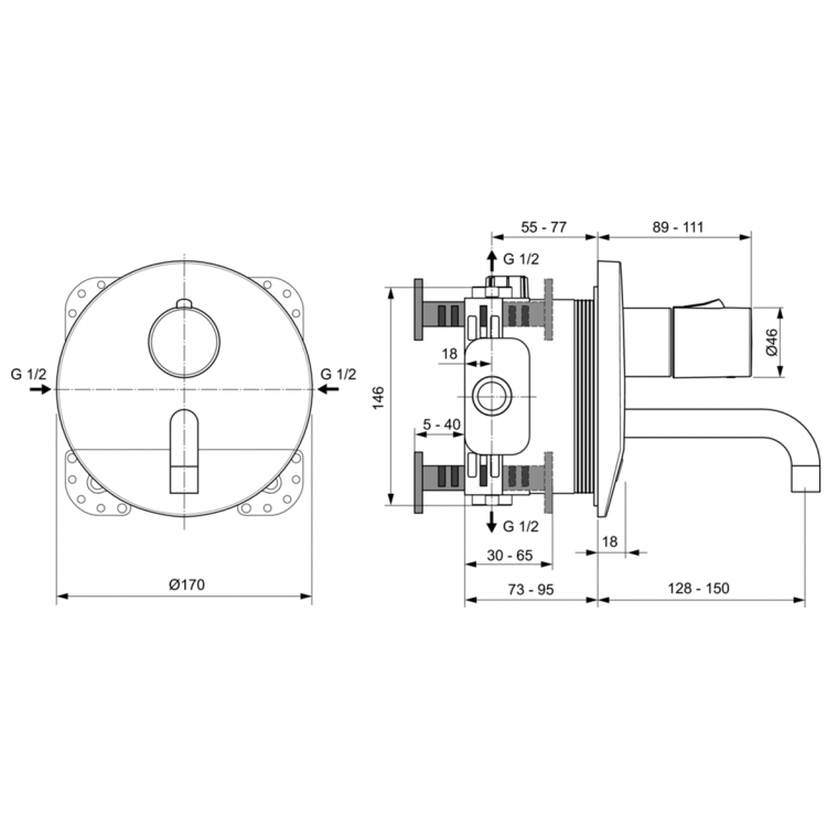 A6148AA Смеситель для раковины встраиваемый со смешиванием Ideal Standard CERAPLUS - Вид №2