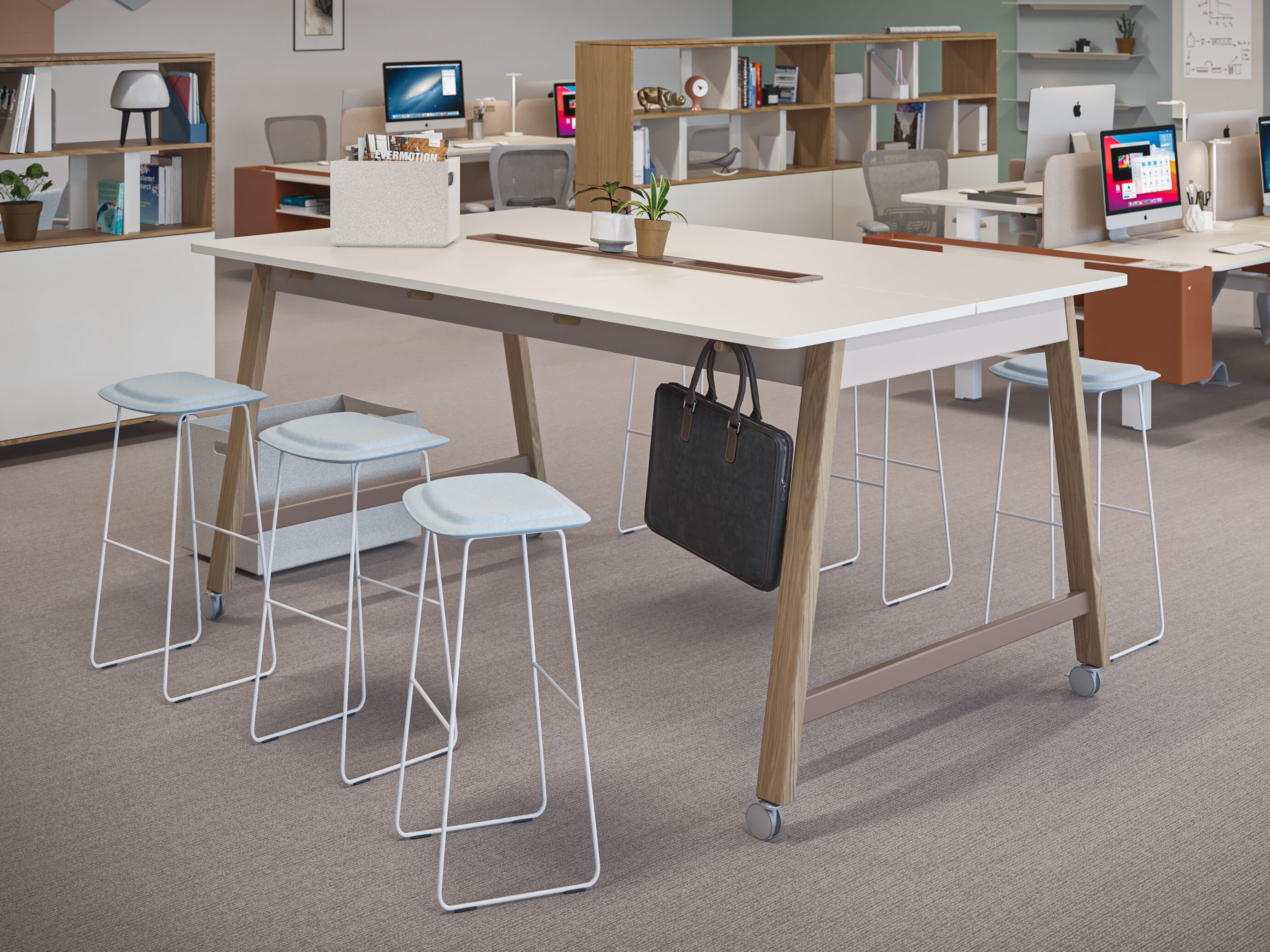 Высокий стол для совещаний из меламина с колесами Haworth Intuity ARCH-00009743