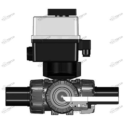 SANIT 521454030115032 3-ходовой шаровой кран ТКД, PVC-U, д 20 - 63 г, ПЭ Л.С. гнездо, Т отверстия 