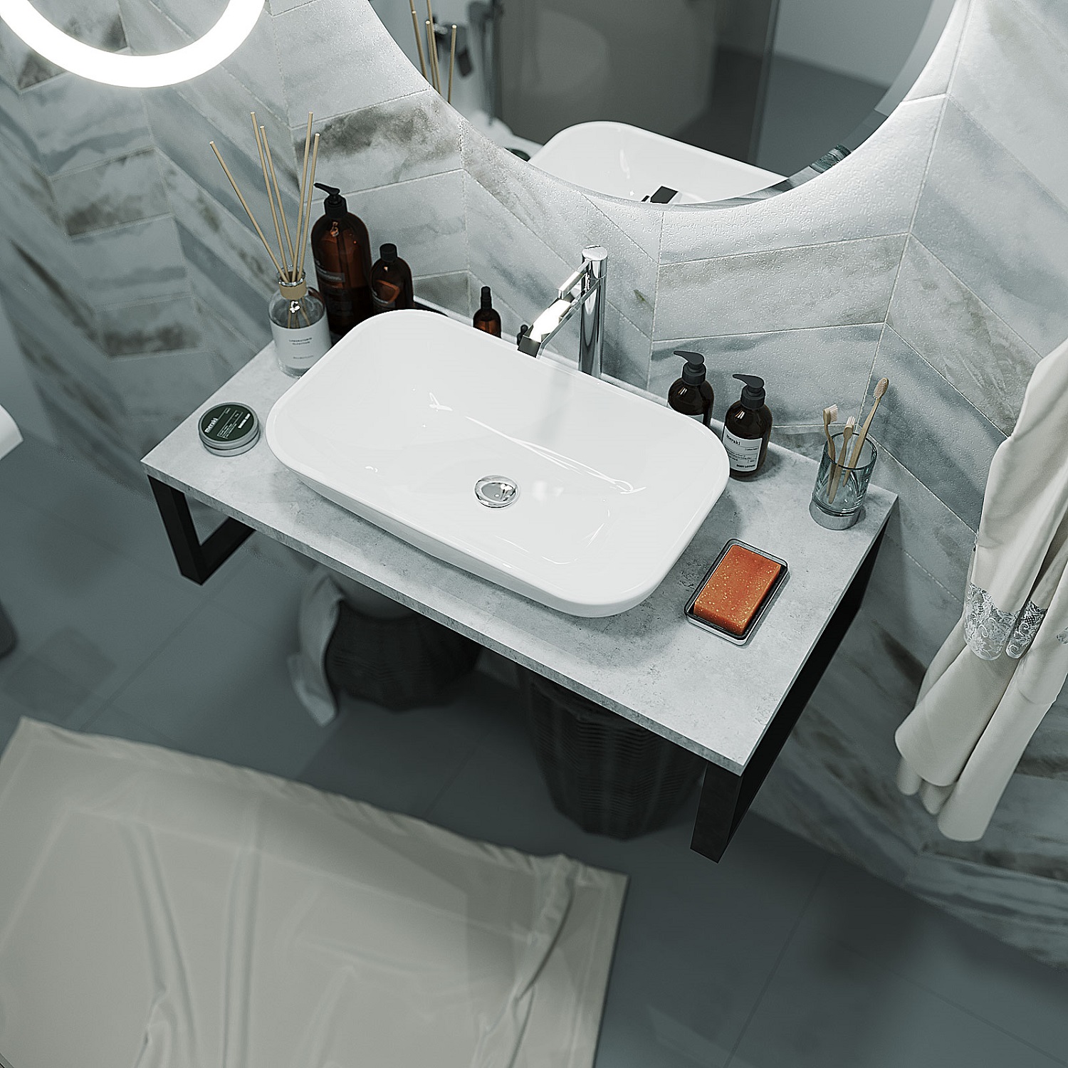 У85840 Столешница GRUNGE LOFT 90 Бетон светлый 1 Marka GRUNGE LOFT  - Вид №2