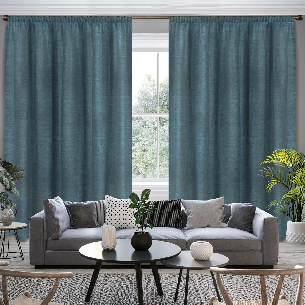 Ткань 1 м/п Desing Палермо бархат 300 см цвет бирюзовый GARDEN STLM-2111976 - Вид №4