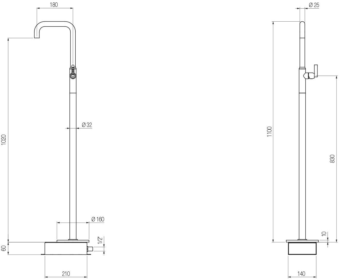 GEDA Смеситель для умывальника напольный из латуни Koè Koe19 Santreyd - Вид №1