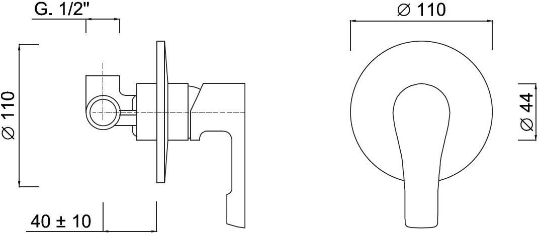 Rubinetteria Giulini Смеситель для душа, однорычажный, встроенный Ego F5715 - Вид №1
