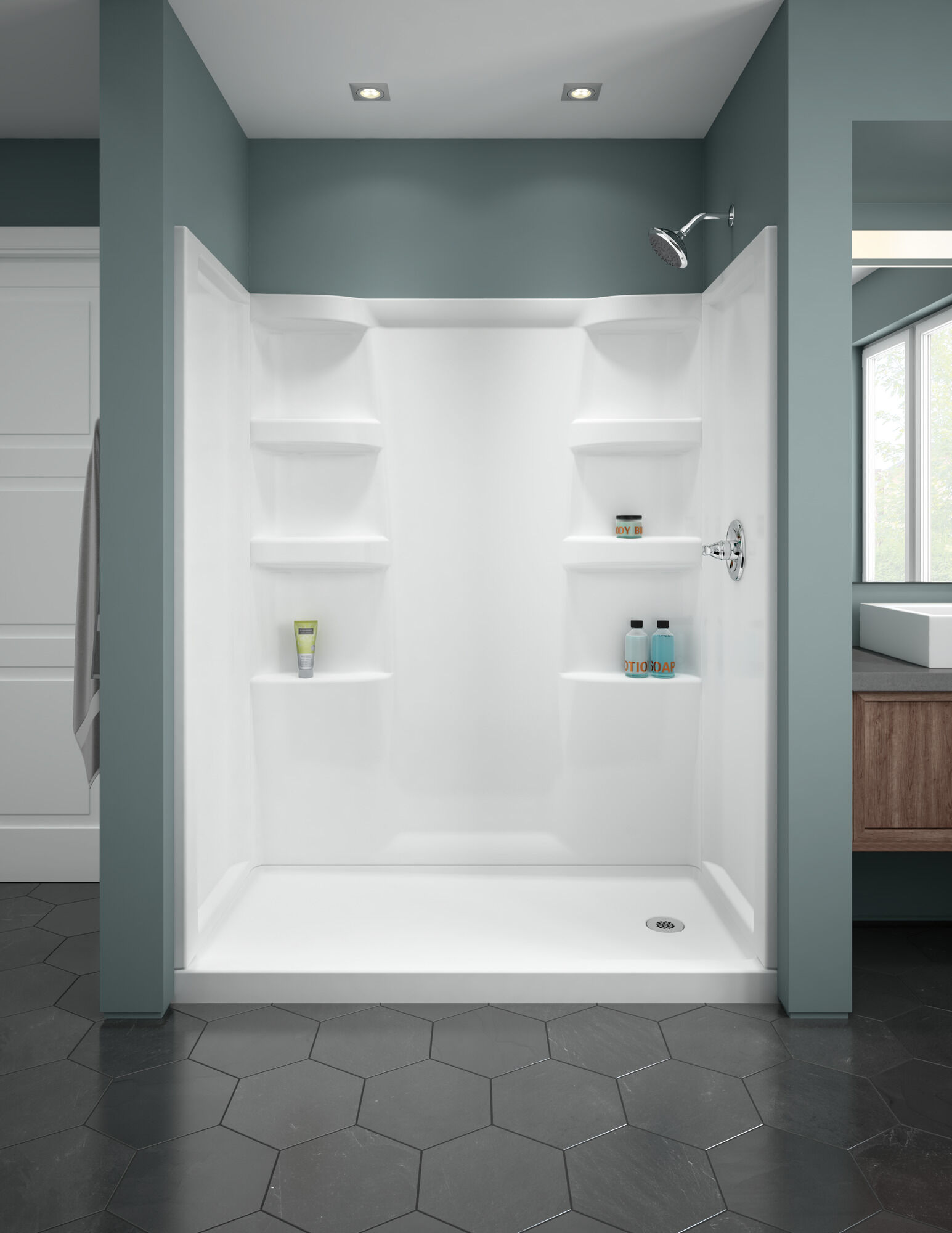 ProCrylic 60 дюймов x 32 дюйма душевая кабина Delta Faucet B67513-6032-WH - Вид №8