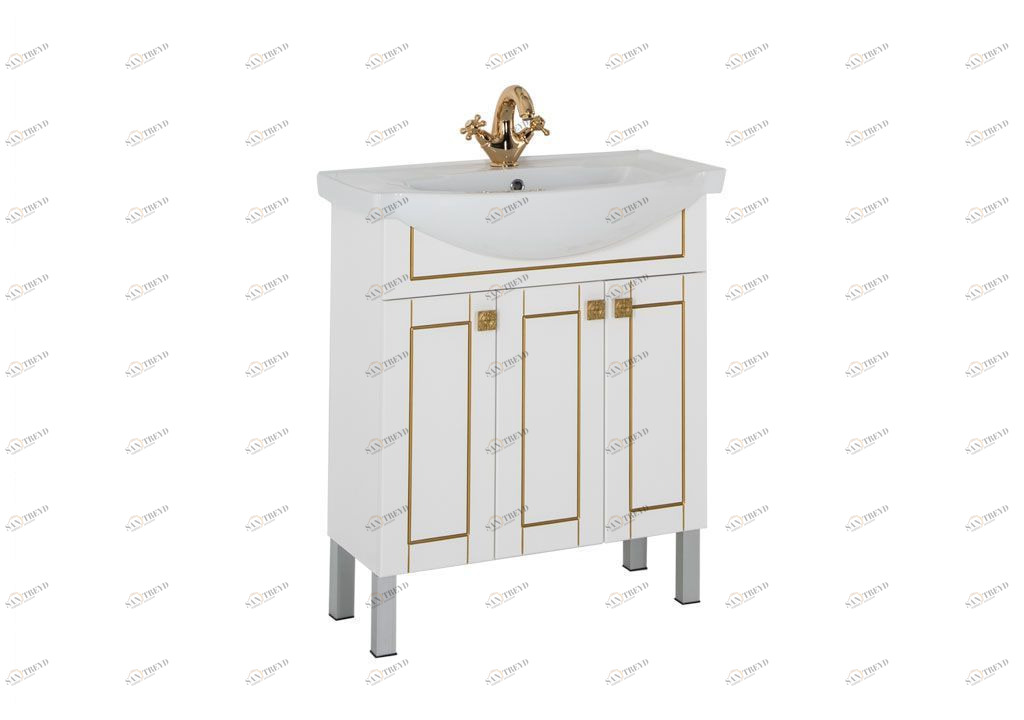 Тумба с раковиной Aquanet Честер 75 белый/золото 0018610000183610