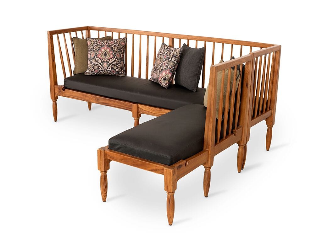 Угловая скамейка из тикового дерева со спинкой Alankaram ISTE ARCH-00054043 - Вид №1