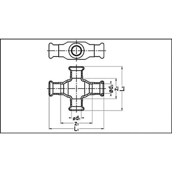 181802215 SANHA 8180 пресс-крестовина, бронза, одноплоскостная 22x15 мм  - Вид №1