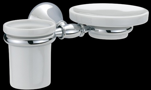 TM152 Мыльница и стакан керамические с держателем, подвесной комплект bagno&associati TEMPO