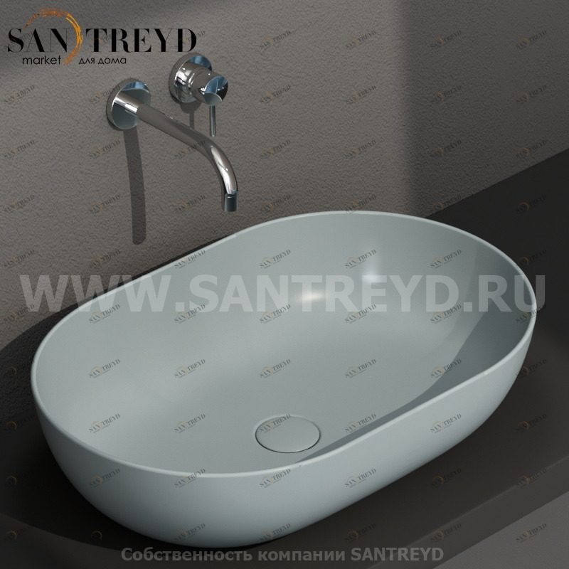 B6O60BL Накладная раковина на столешницу  овальная Ceramica Globo T-EDGE