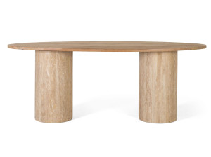 Овальный стол из манго и травертина