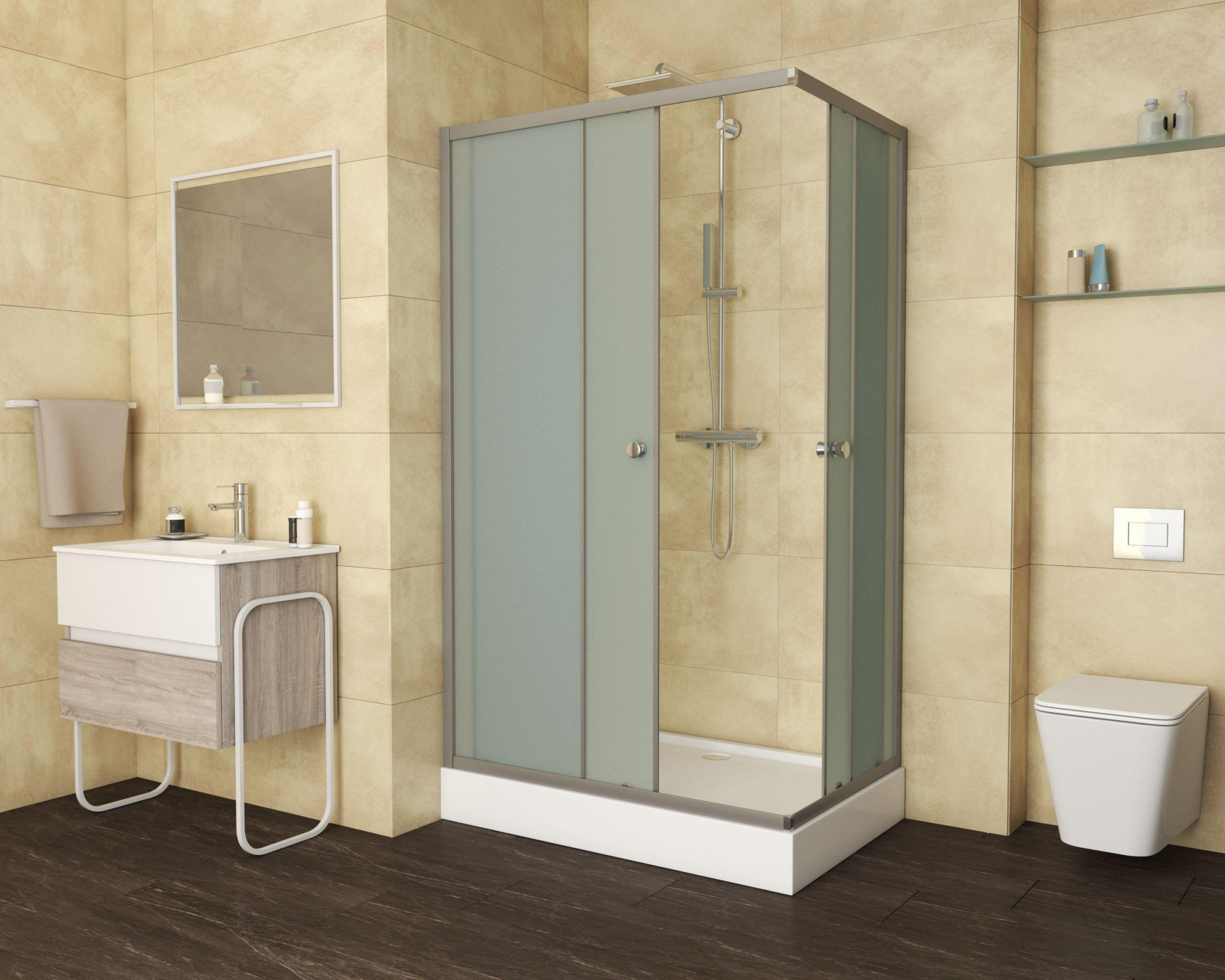 Душ. уголок NG- 012-14Q (1200х800х1950) низкий поддон(13см) стекло МАТОВОЕ, 2 места Niagara ECO 0121422Q