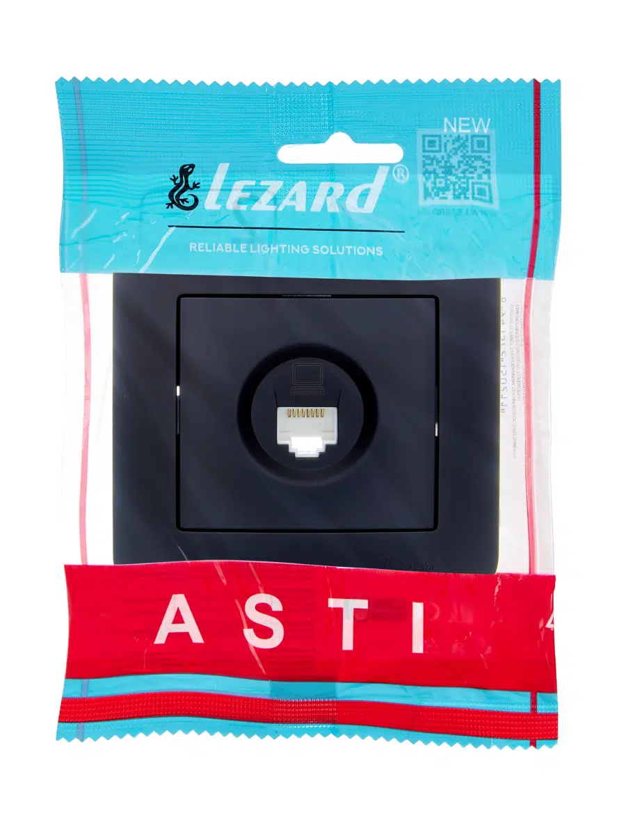 ASTI Розетка компьютерная чёрный бархат LEZARD 7081-4242-139 - Вид №3