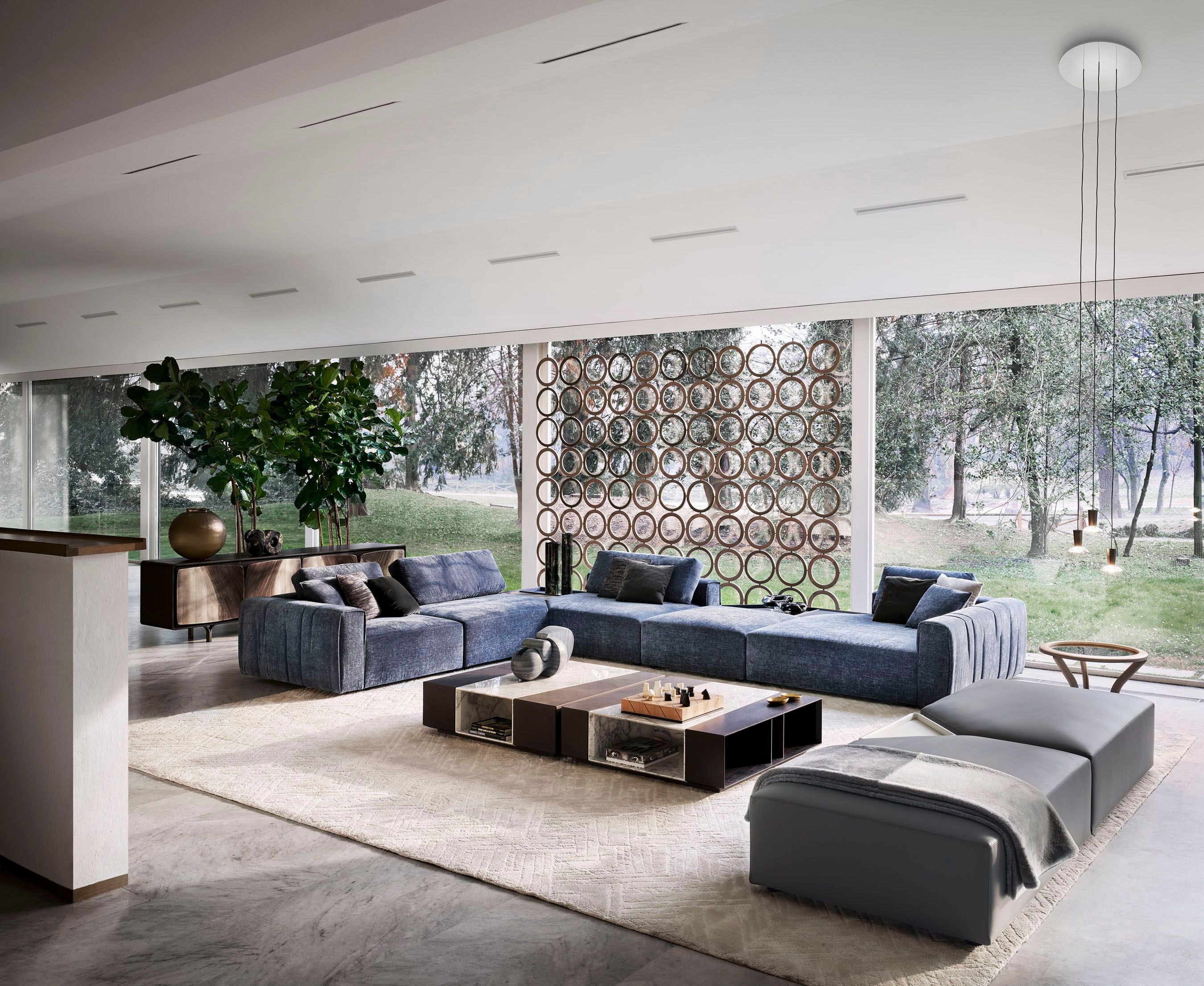 Круглый деревянный и стеклянный журнальный столик Giorgetti CHANTERELLE ARCH-00028351 - Вид №10