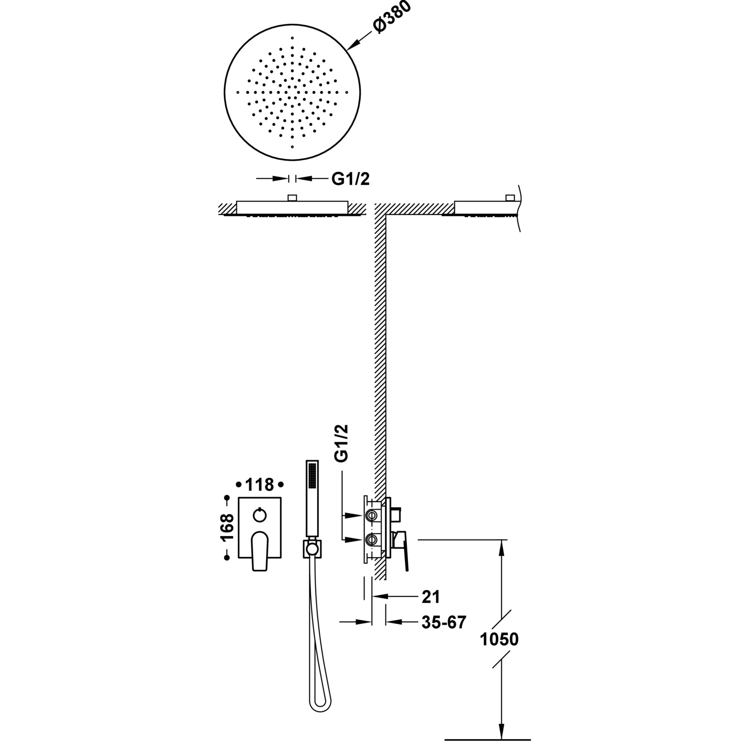 ПРОЕКТ-TRES Rapid-box с 2-ходовым скрытым смесителем для душа с одной ручкой в комплекте-21128006AC TRES Project - Вид №1