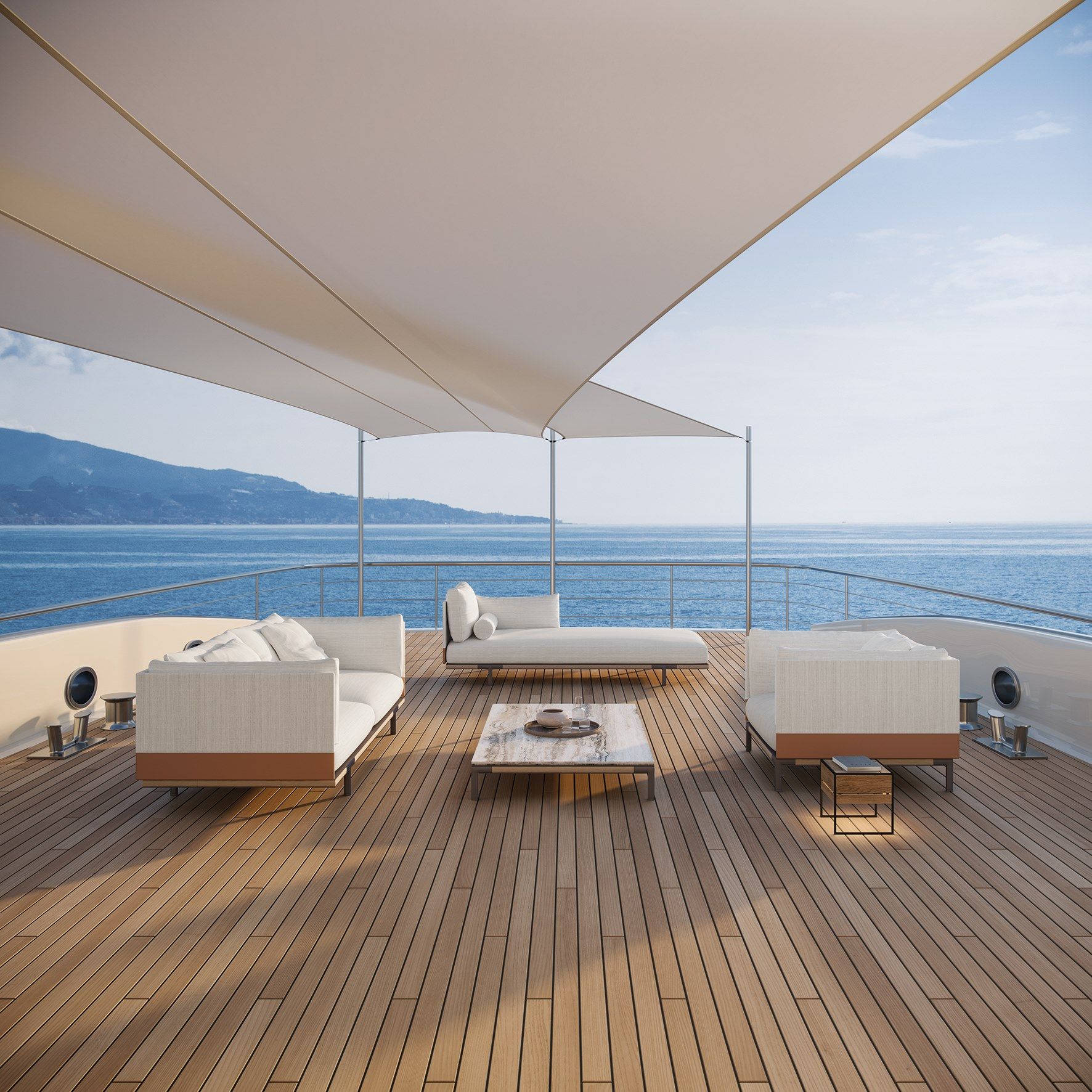 Ткань сад диван с полуостровом Ethimo залив ARCH-00123302 - Вид №2