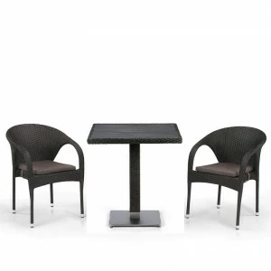 Мебель садовая, столик и кресла коричневые на 2 персоны Cera AFINA  130551 Коричневый