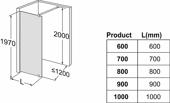 59906290 Несъемная душевая стенка IFO Space с настенным кронштейном - алюминиевый профиль, прозрачное стекло., SFNK 900 - Вид №1