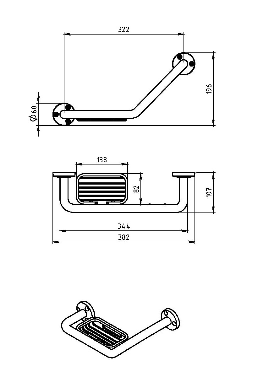 Поручень с мыльницей Novaservis  Metalia 1 6165.0 хром 61650 - Вид №1