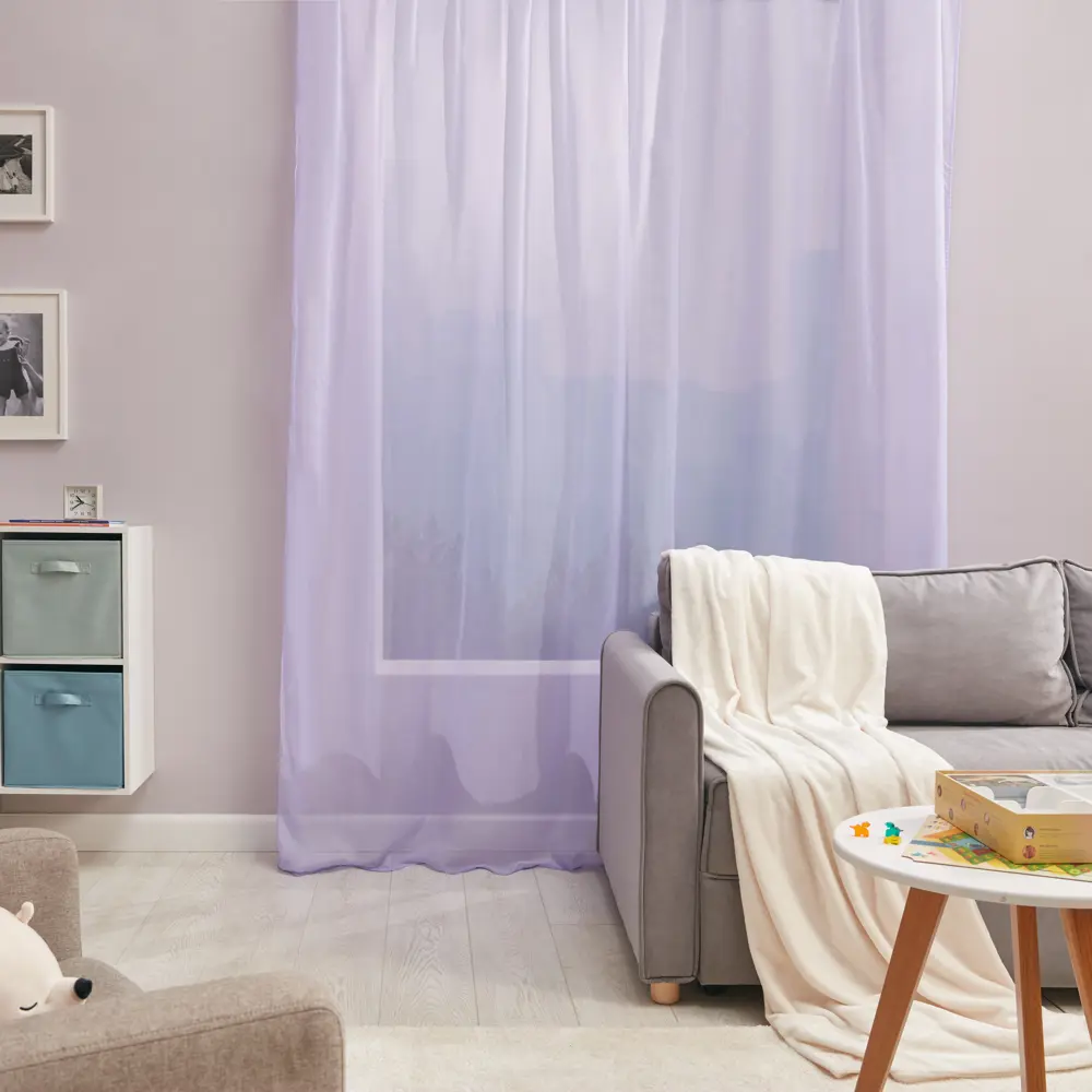 Тюль на ленте с утяжелителем Капри 250x260 см цвет сиреневый MIAMOZA STLM-2185454