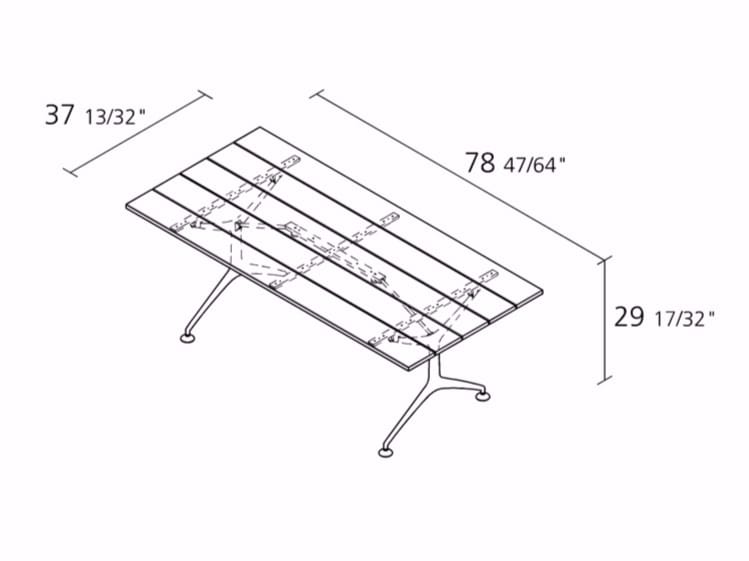 Алюминиевый и деревянный складной прямоугольный садовый стол Alias Tech Wood ARCH-00124842 - Вид №4