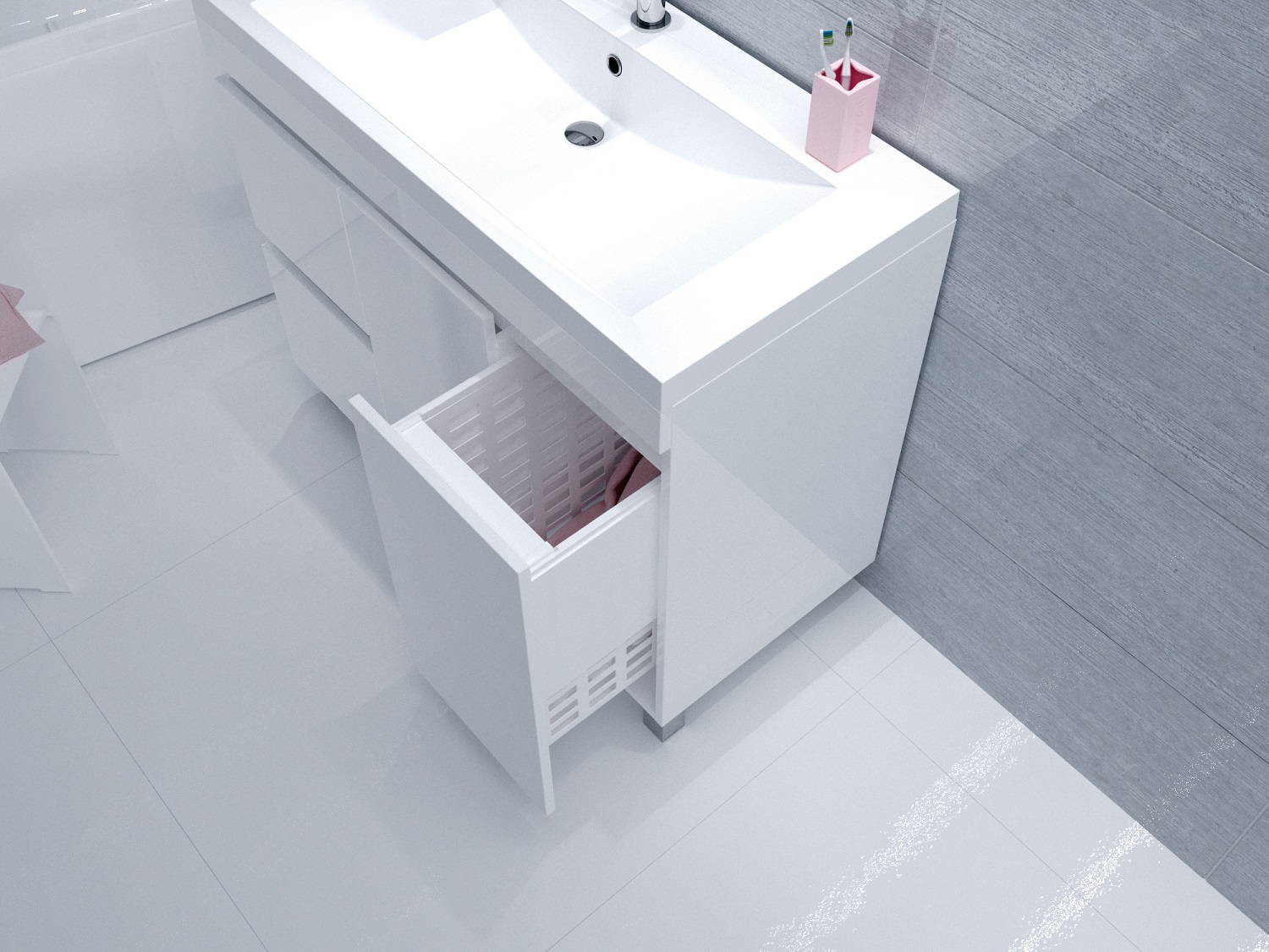 У79527 Тумба Cube 100Н 2д 2я б/к Белый глянец 1 Marka CUBE - Вид №1