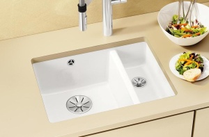 523741 Кухонная мойка Blanco Subline 350/150-U Ceramic белый  Blanco Subline Белый