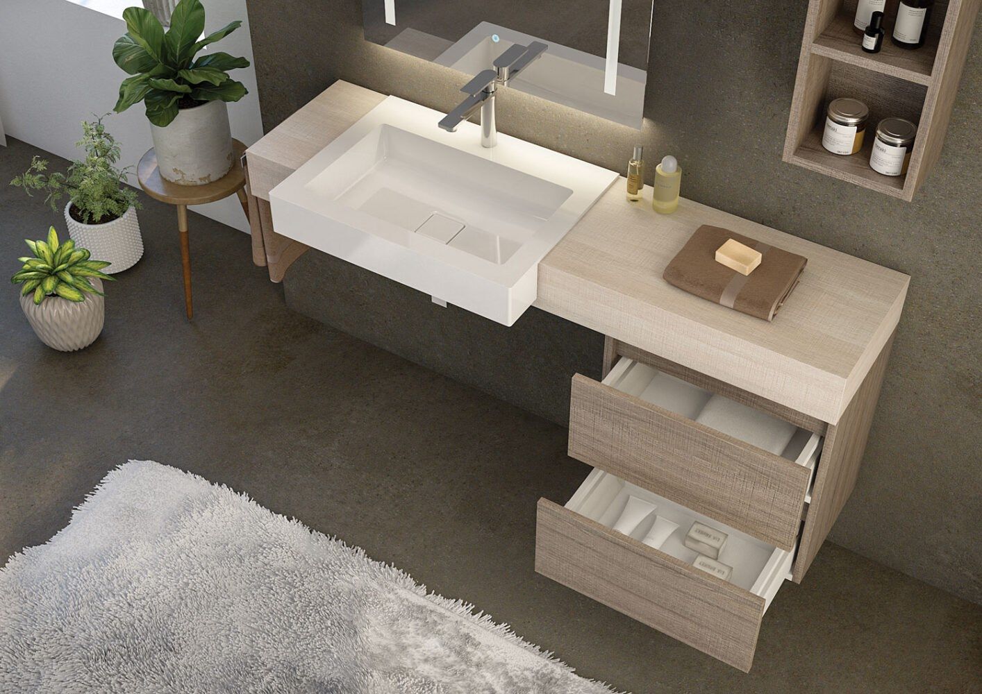 Деревянный секционный подвесной умывальник LEGNOBAGNO Urban Componible ARCH-00118897