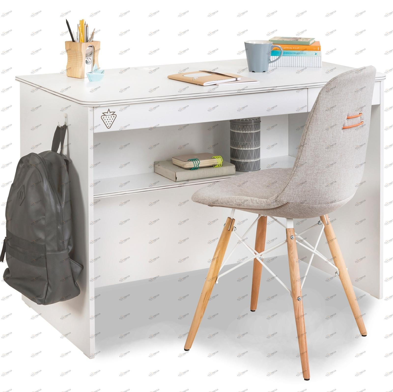 Письменный стол белый с ящиками и полкой 113 см White M CILEK WHITE 00-3832440 Белый Santreyd 