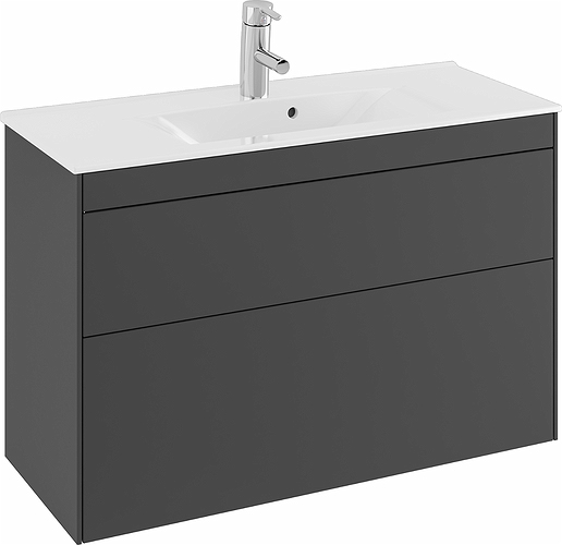 47372 IFO Sense тумба для тонкой раковины с двумя ящиками, компактная, Ш = 600 мм, Ш1 = 615 мм, темно-серый - Вид №9