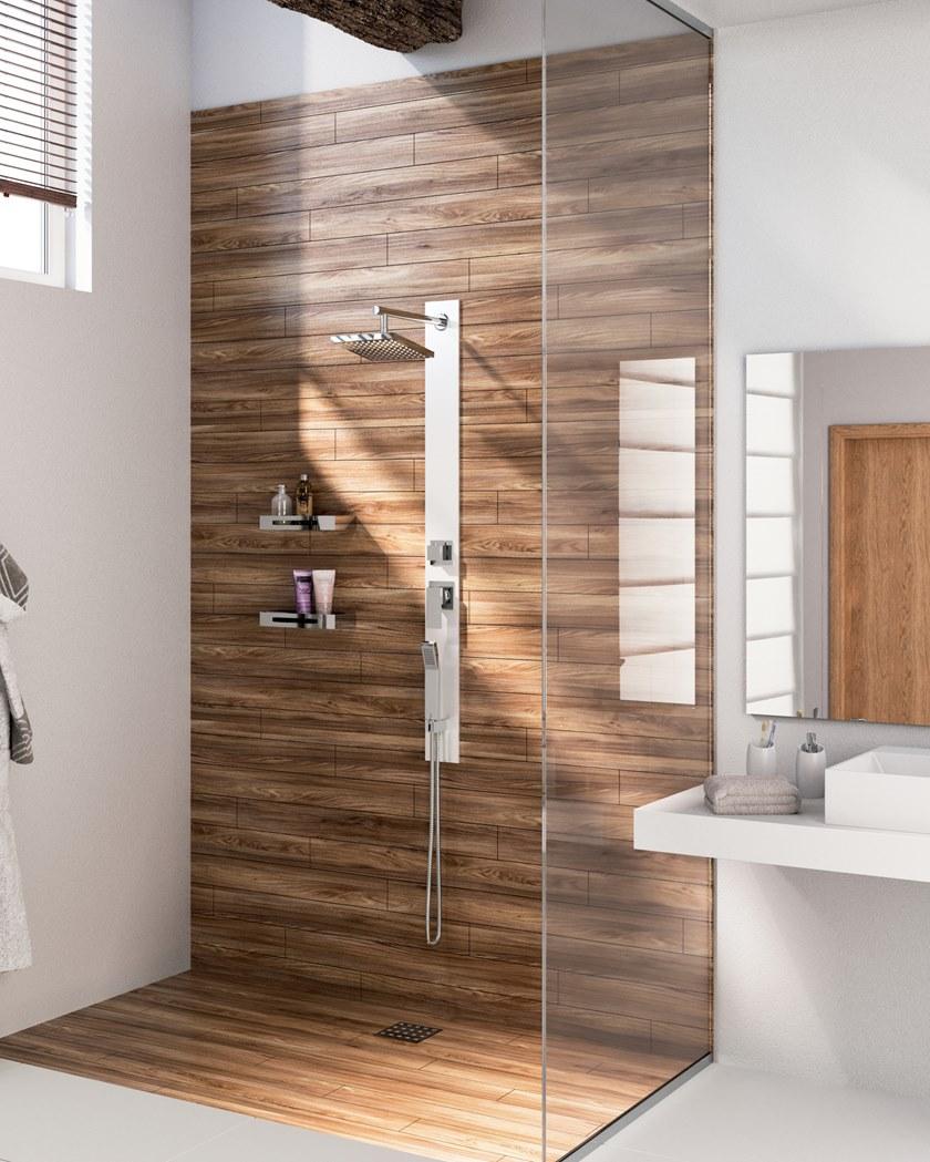 GEDY Настенная душевая стойка из нержавеющей стали и стекла с ручным душем sun-id-1450183 - Вид №2