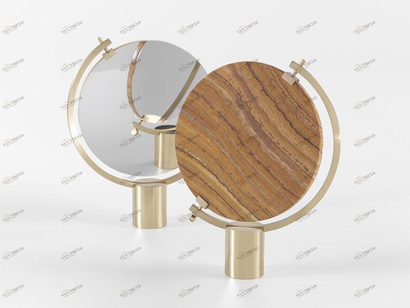 JCP UNIVERSE Поворотное настольное зеркало из мрамора и латуни sun-id-1387670