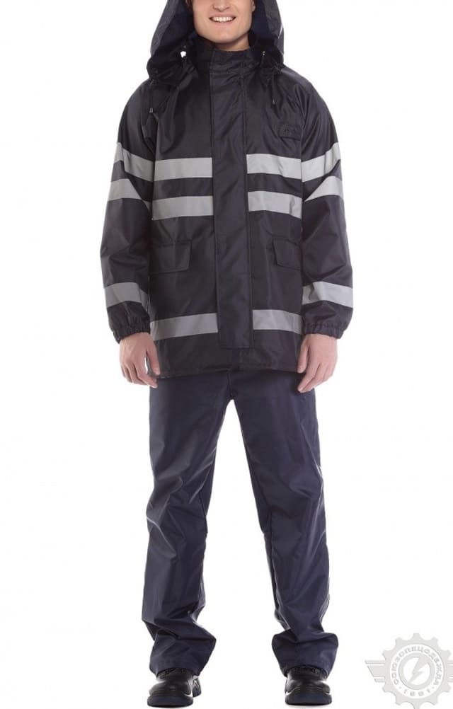 65799 Куртка-ветровка с СВП синяя  Непромокаемая спецодежда  размер 52-54/170-176  - Вид №7