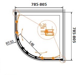 Душевой уголок CEZARES RELAX-R-2-80-P-Bi - Вид №1