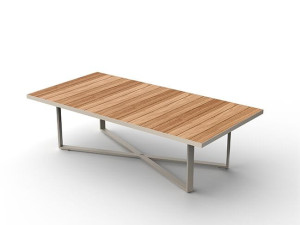 Прямоугольный садовый стол из алюминия и тика