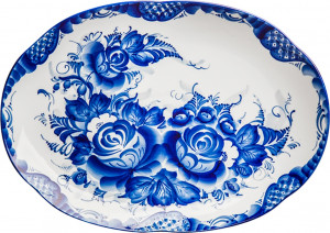 10617069 Гжельский фарфоровый завод Блюдо овальное н/т нр (авт.работа) Фарфор, Керамика