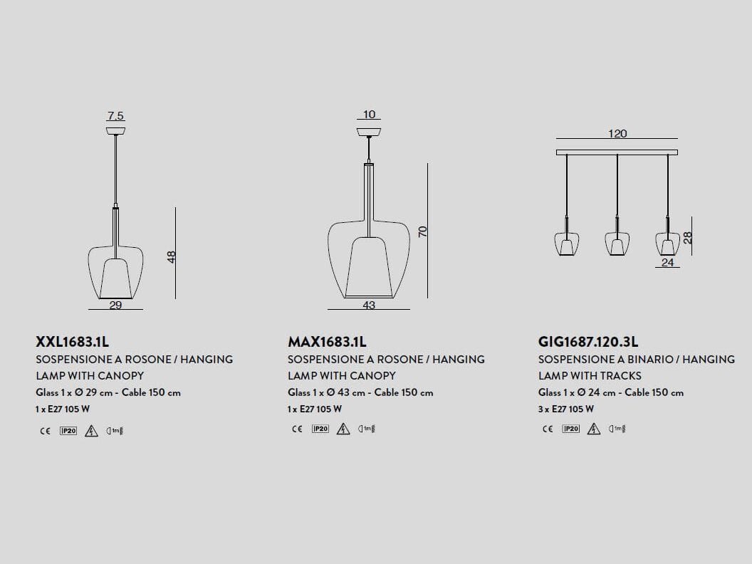 Подвесной светильник из дутого стекла Cangini & Tucci Clos ARCH-00041774 - Вид №7
