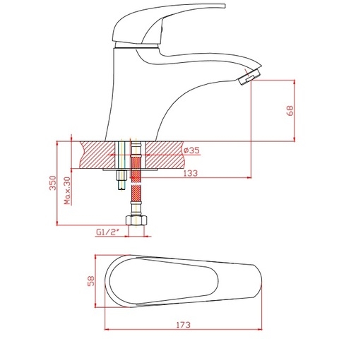 Orange Archi M55-021cr однорычажный смеситель для раковины Хром sun-id-1517062 - Вид №1