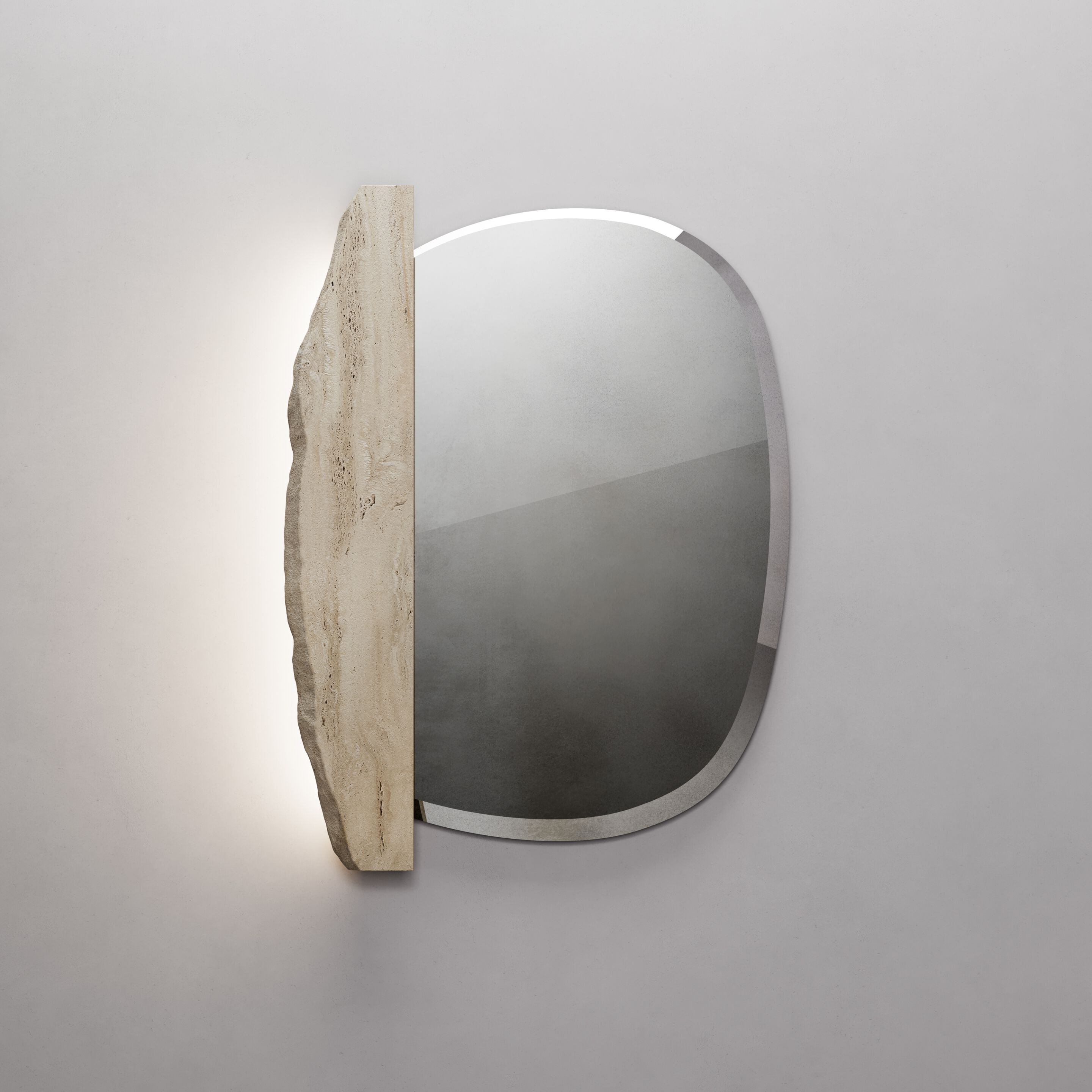 Травертиновое зеркало и настенное стекло со встроенным освещением ARTE VENEZIANA пещера ARCH-00031011 - Вид №2