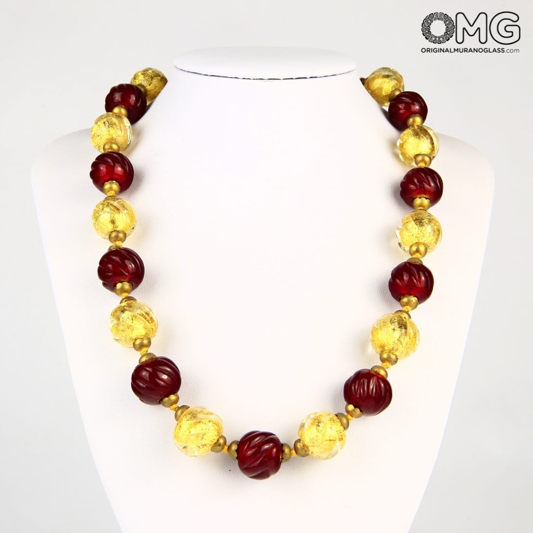 2982 ORIGINALMURANOGLASS Колье Ежевика - золото - Original Murano Glass OMG 50 см  - Вид №1