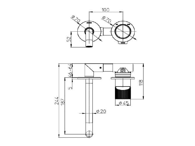 Смеситель для раковины из хромированной латуни с 2 отверстиями Bossini PLY ARCH-00080349 - Вид №2