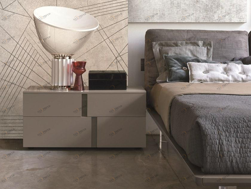 Gruppo Tomasella Тумбочка прикроватная лакированная прямоугольная с ящиками Athena sun-id-1432225