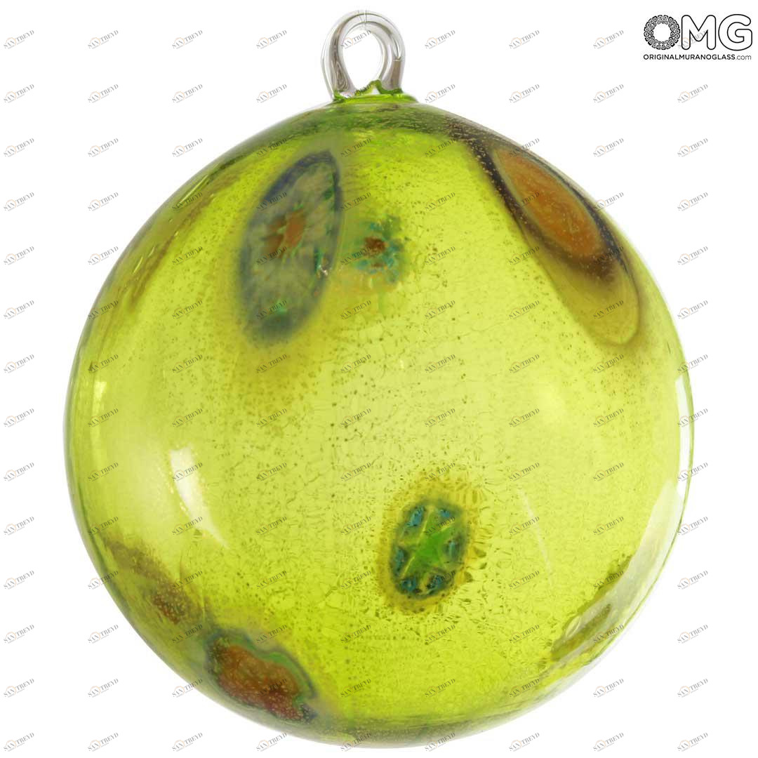3681 ORIGINALMURANOGLASS Зелёный Ёлочный шар Фантазия миллефиори - муранское стекло OMG  см 