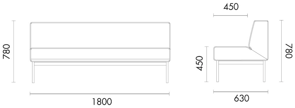 Grado Design 3-местный диван в ткани и стальной основе Modo s Mod-sf-s-30 - Вид №4