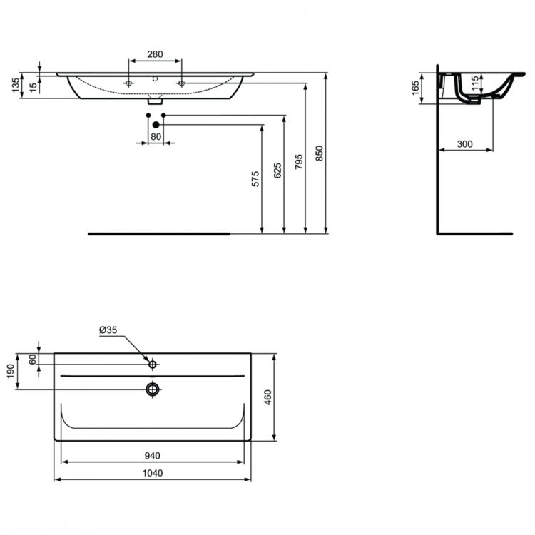 E027401 Раковина 104 см Ideal Standard CONNECT AIR - Вид №10
