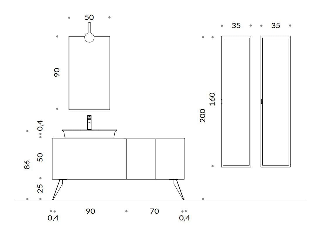 Консольный столик с одной раковиной и настенным креплением Gruppo Geromin Eclipse ARCH-00123568 - Вид №3
